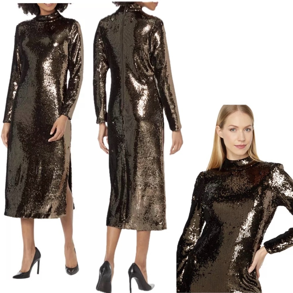 Ted Baker Womens Brookly Sequined Long Cocktail and Party Dress US 6 dark brown - Picture 4 of 15